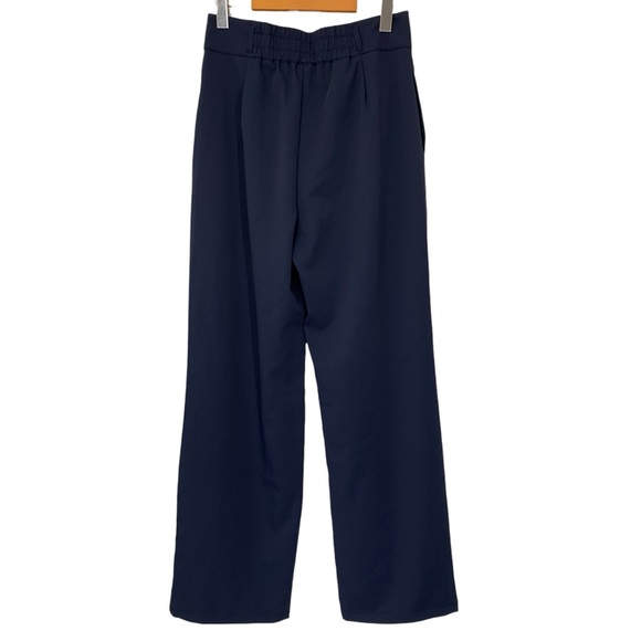 Halara High Waisted Zipper Pocket Shirred Straight Leg Work Pants Medium Blue - Picture 2 of 7